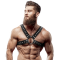FETISH SUBMISSIVE ATTITUDE - BRUSTHARNESS AUS ÖKOLEDER MIT NIETEN FÜR HERREN – BDSM-Zubehör Bild 1