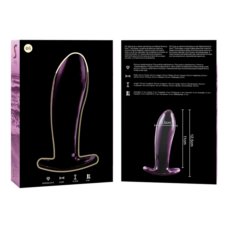 NEBULA SERIES BY IBIZA - MODELL 5 ANALPLUG BOROSILIKATGLAS ROSA 12.5 CM -O- 3.5 CM für sinnliche und diskrete Momente