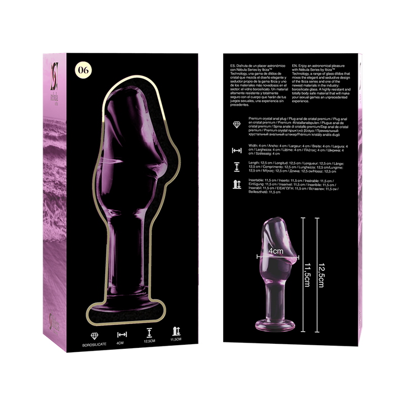 NEBULA SERIES BY IBIZA - MODELL 6 ANALPLUG BOROSILIKATGLAS ROSA 12.5 CM -O- 4 CM Produktansicht und Details