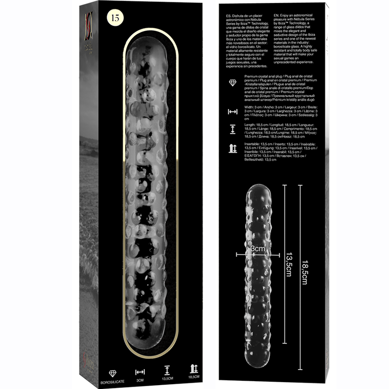 NEBULA SERIES BY IBIZA - MODELL 15 DILDO BOROSILIKATGLAS KLAR 18.5 CM -O- 3 CM – Dildo Bild 11
