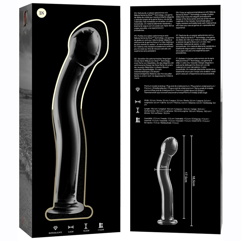 NEBULA Series by Ibiza – Modell 18 Dildo aus Borosilikatglas, Klar, 18,5 cm für sinnliche und diskrete Momente