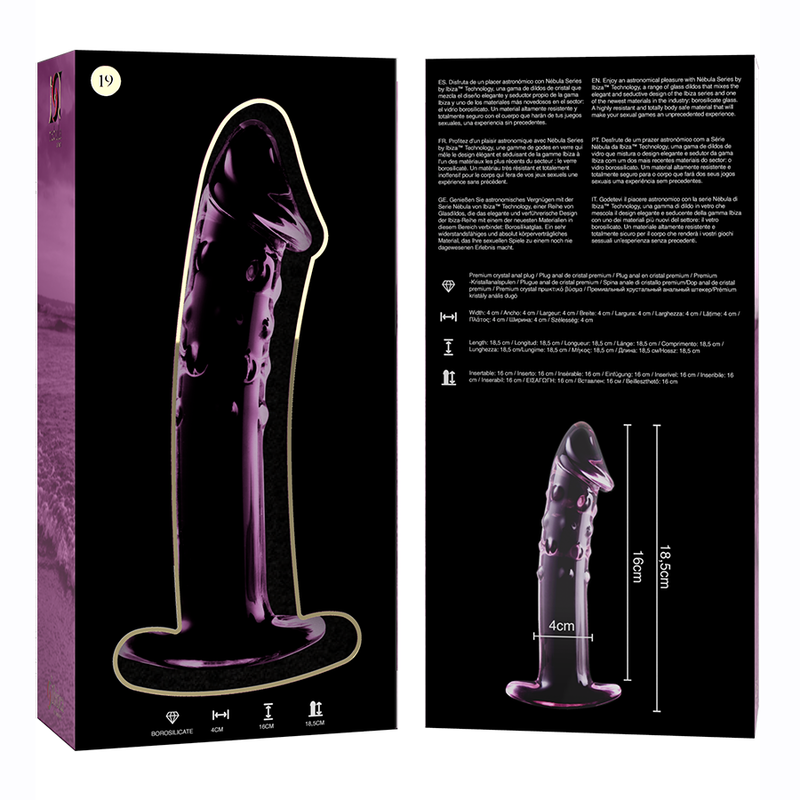 NEBULA Series by Ibiza – Modell 19 Dildo aus Borosilikatglas, Rosa, 18,5 cm Produktansicht und Details