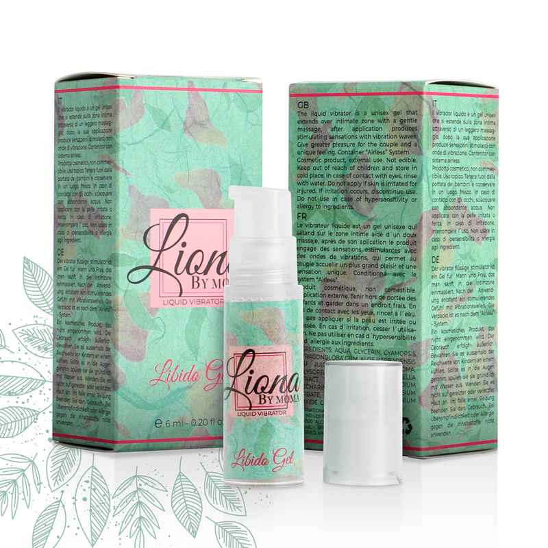 LIONA BY MOMA - FLÜSSIGER VIBRATOR LIBIDO GEL 6 ML Produktverpackung und Details