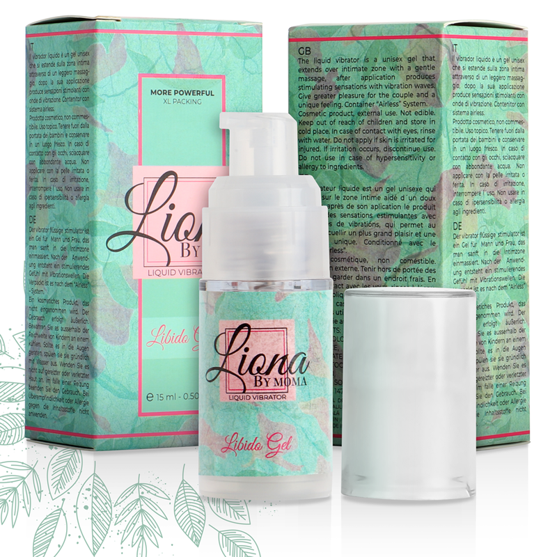 Liona by Moma Libido Gel 15 ml – Flüssiger Vibrator & Stimulationsgel für Frauen Produktverpackung und Details