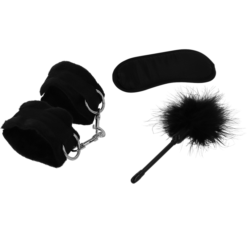 FETISH EROTIKSPIELSET 2 MIT HANDSCHELLEN, BLINDMASKE UND KITZEL