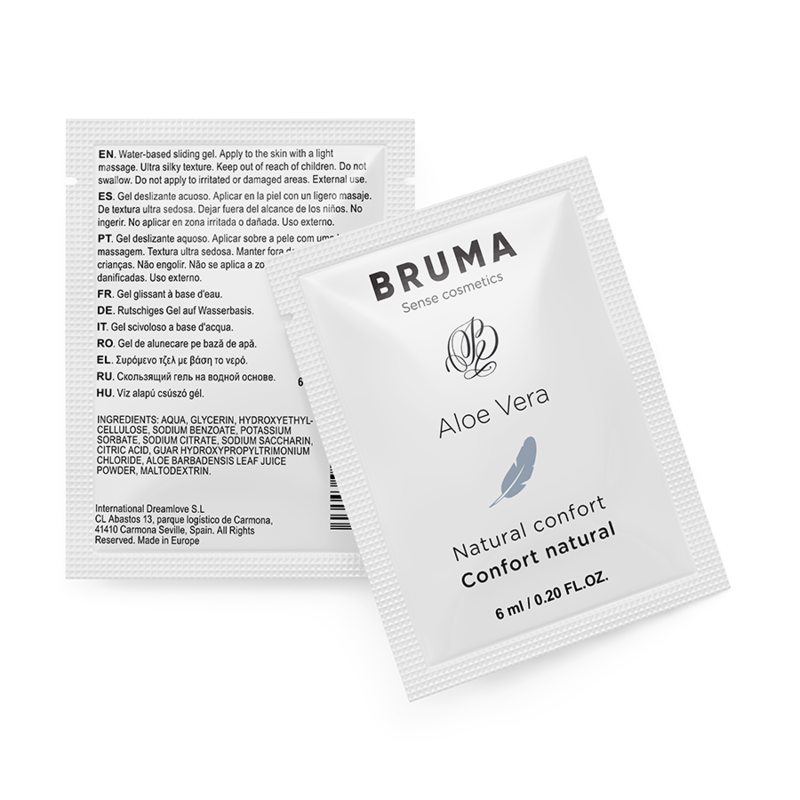 Enthalten in der Secret Pulse Gleitgel Probierbox: BRUMA - ALOE VERA GLEITGEL NATÜRLICHER KOMFORT 6 ML