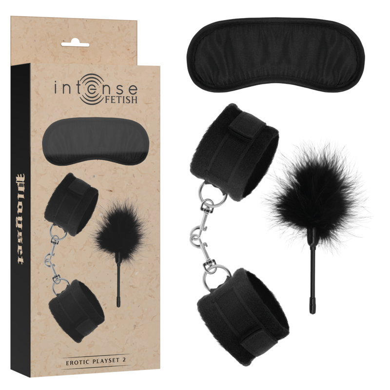 FETISH EROTIKSPIELSET 2 MIT HANDSCHELLEN, BLINDMASKE UND KITZEL – Bondage-Fessel Bild 1