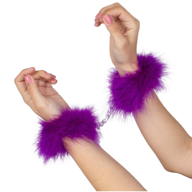 SECRETPLAY - LILA MARABOU-HANDSCHELLEN für sinnliche und diskrete Momente