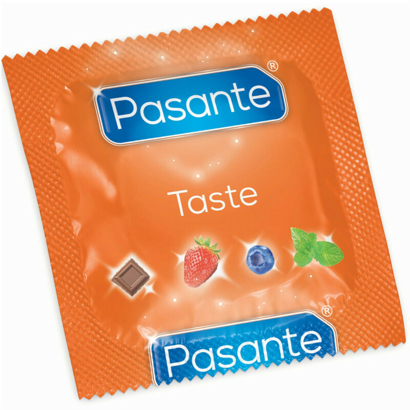 Pasante Blaubeere Kondome 144er-Pack – Aromatisierte Premium-Kondome mit Blaubeergeschmack Produktverpackung und Details