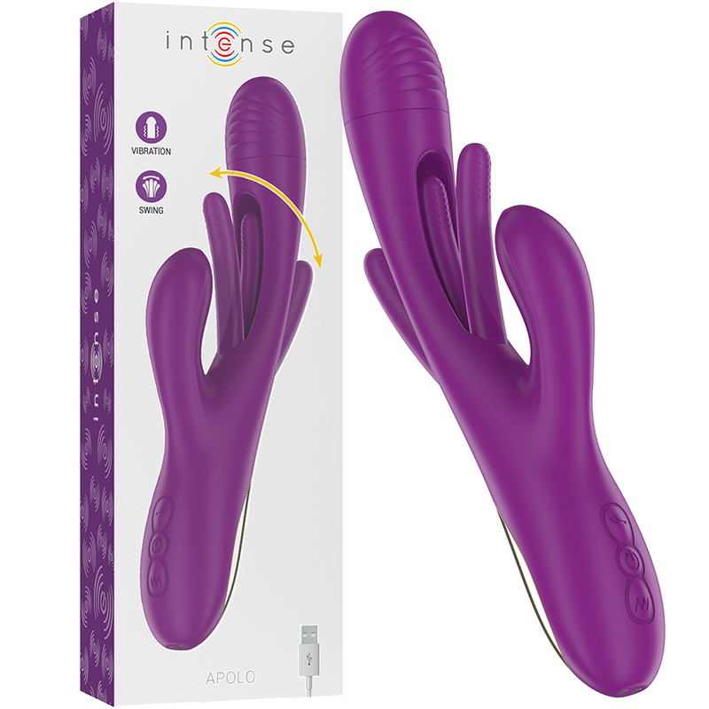 INTENSE - APOLO WIEDERAUFLADBARER MULTIFUNKTIONSVIBRATOR 7 VIBRATIONEN MIT LILA SCHWINGENDER ZUNGE – Vibrator Bild 2