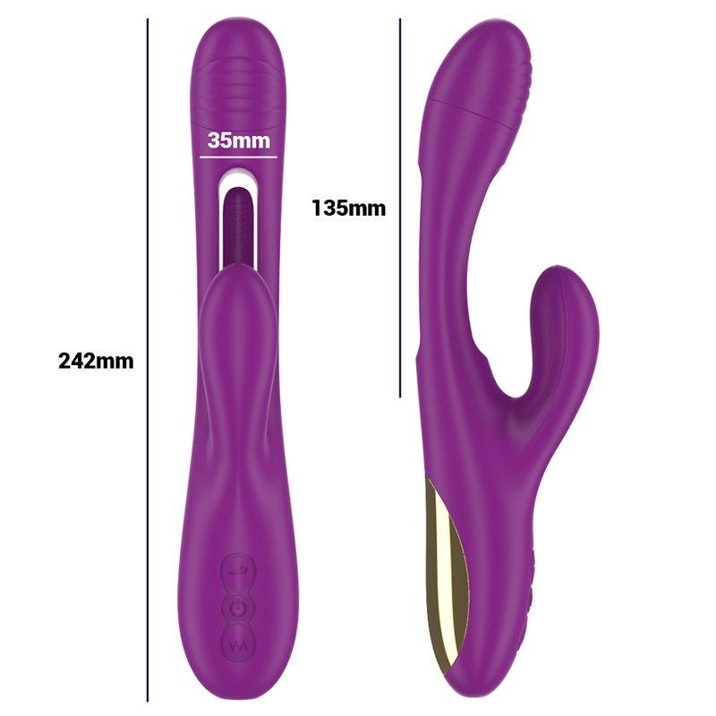 INTENSE - APOLO WIEDERAUFLADBARER MULTIFUNKTIONSVIBRATOR 7 VIBRATIONEN MIT LILA SCHWINGENDER ZUNGE – Vibrator Bild 7