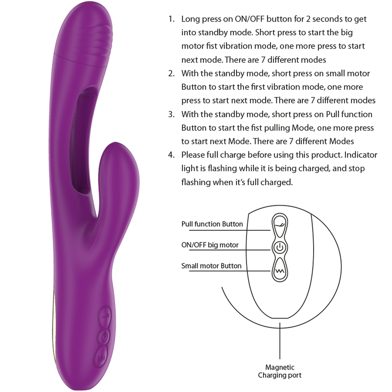 INTENSE - APOLO WIEDERAUFLADBARER MULTIFUNKTIONSVIBRATOR 7 VIBRATIONEN MIT LILA SCHWINGENDER ZUNGE – Vibrator Bild 10