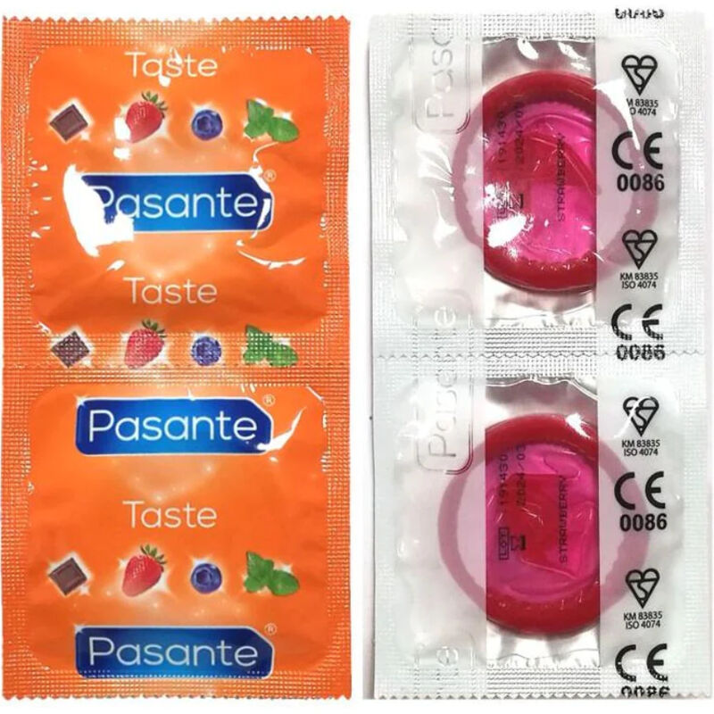 Pasante Erdbeere Kondome 144er-Pack – Aromatisierte Premium-Kondome mit Erdbeergeschmack Kondome diskret online kaufen