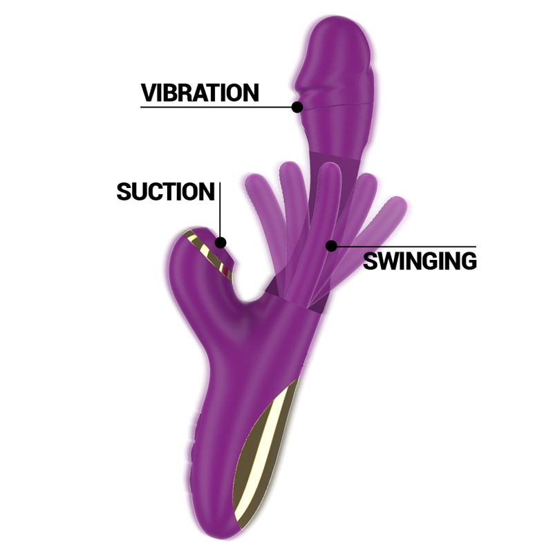 INTENSE - ATENEO WIEDERAUFLADBARER MULTIFUNKTIONSVIBRATOR 7 VIBRATIONEN MIT OSZILLIERENDER ZUNGE UND LILA SAUGROHR – Vibrator Bild 5