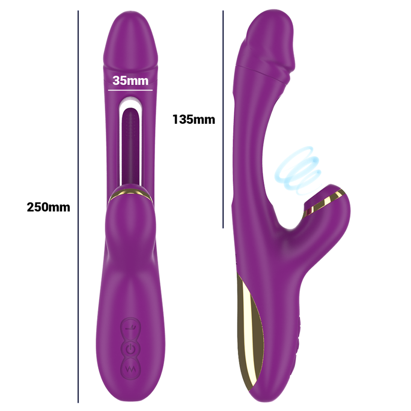INTENSE - ATENEO WIEDERAUFLADBARER MULTIFUNKTIONSVIBRATOR 7 VIBRATIONEN MIT OSZILLIERENDER ZUNGE UND LILA SAUGROHR – Vibrator Bild 7