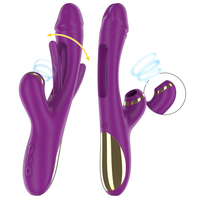INTENSE - ATENEO WIEDERAUFLADBARER MULTIFUNKTIONSVIBRATOR 7 VIBRATIONEN MIT OSZILLIERENDER ZUNGE UND LILA SAUGROHR – Vibrator Bild 4