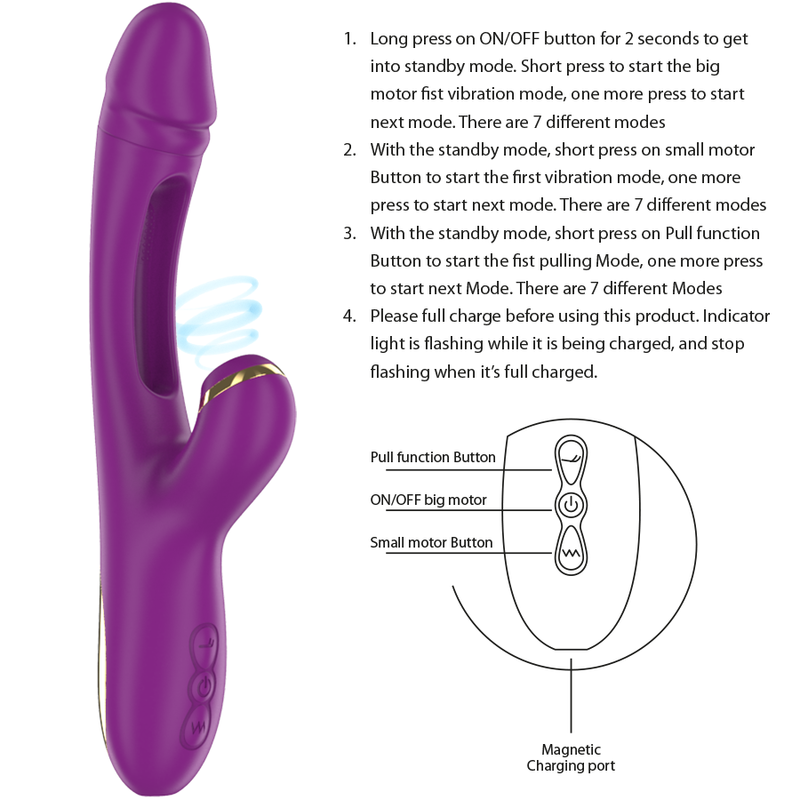 INTENSE - ATENEO WIEDERAUFLADBARER MULTIFUNKTIONSVIBRATOR 7 VIBRATIONEN MIT OSZILLIERENDER ZUNGE UND LILA SAUGROHR – Vibrator Bild 9