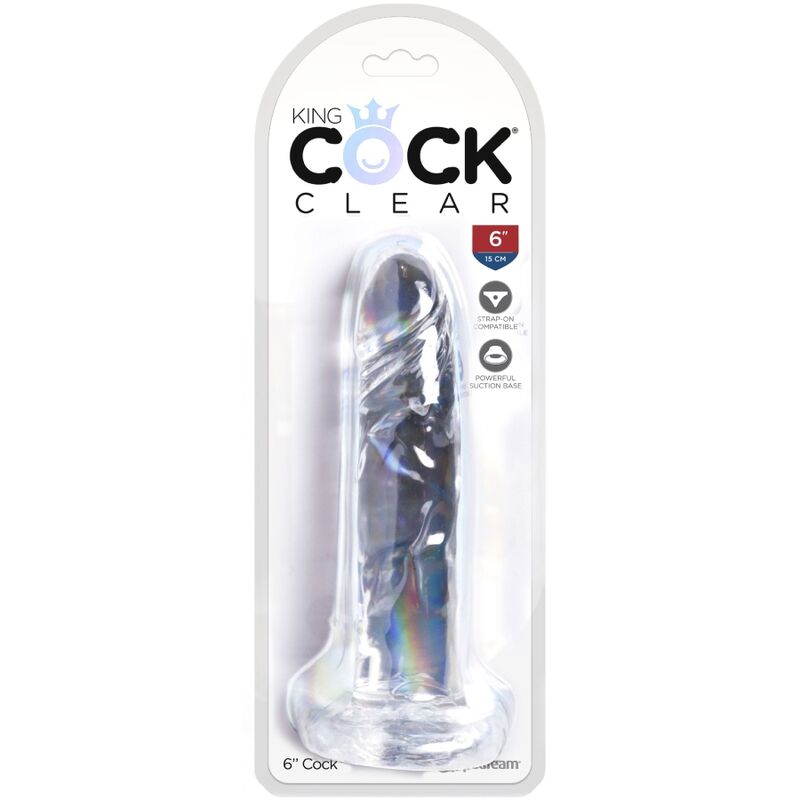 KING COCK - CLEAR REALISTISCHER PENIS 15.5 CM TRANSPARENT Produktansicht und Details