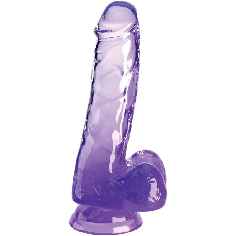 KING COCK - CLEAR REALISTISCHER PENIS MIT KUGELN 13.5 CM LILA realistischer Dildo diskret online kaufen