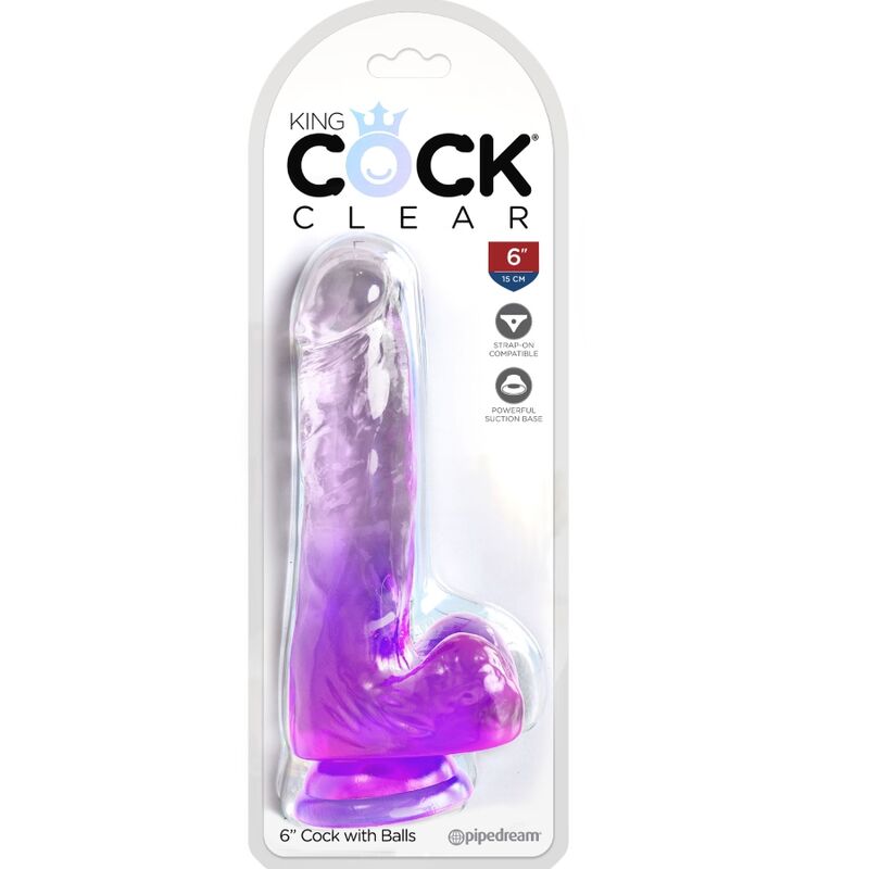 KING COCK - CLEAR REALISTISCHER PENIS MIT KUGELN 13.5 CM LILA bei Secret Pulse im Erotikshop