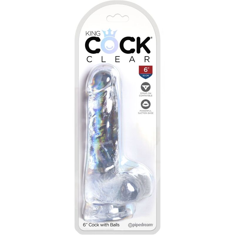 KING COCK - CLEAR REALISTISCHER PENIS MIT EIEREN 13.5 CM TRANSPARENT bei Secret Pulse im Erotikshop