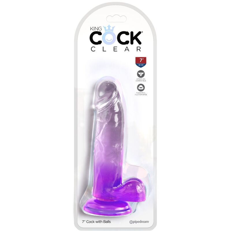 KING COCK - CLEAR REALISTISCHER PENIS MIT KUGELN 15.2 CM LILA bei Secret Pulse im Erotikshop