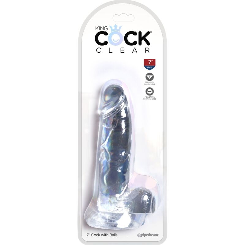 KING COCK - CLEAR REALISTISCHER PENIS MIT EIEREN 15.2 CM TRANSPARENT für sinnliche und diskrete Momente