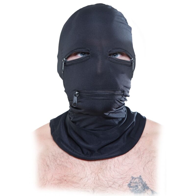 Maske mit Reißverschlüssen Schwarz – BDSM, Fetisch & Bondage | Secret Pulse Bondage-Fessel diskret online kaufen