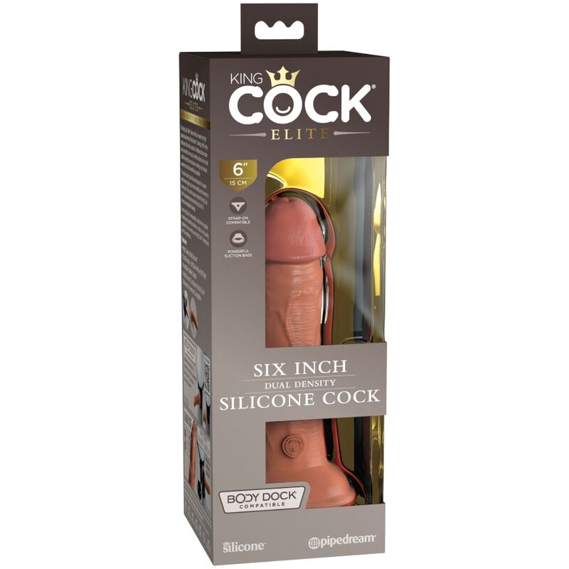 KING COCK - ELITE REALISTISCHER SILIKONDILDO 15.2 CM KARAMELL – realistischer Dildo Bild 12
