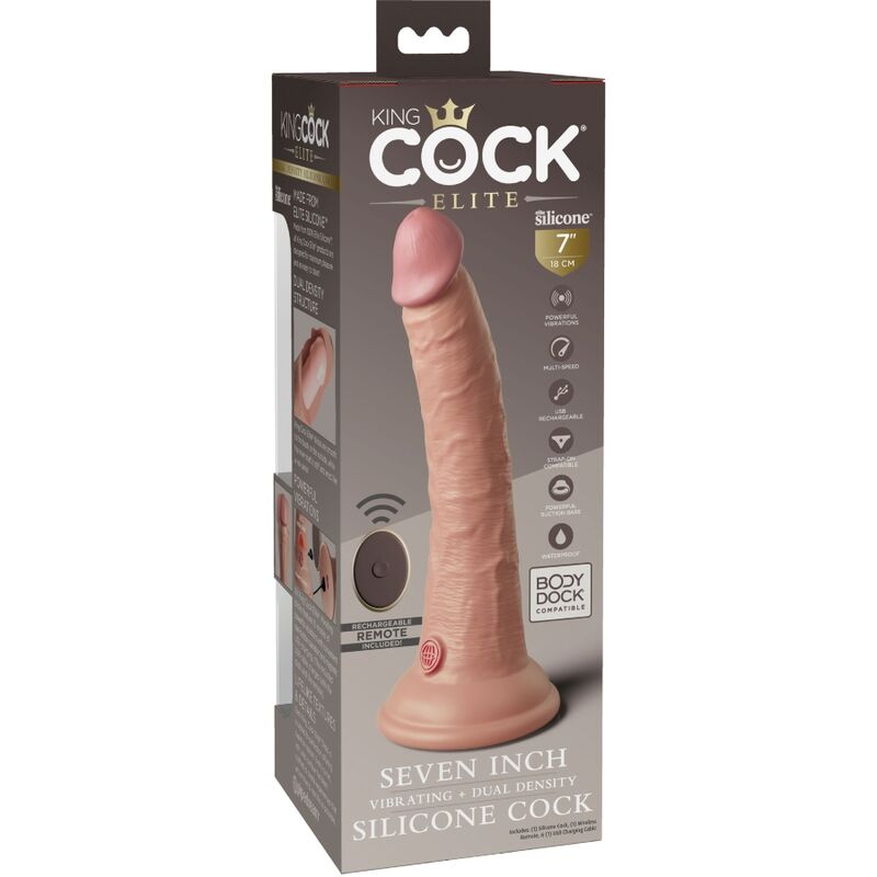 KING COCK - ELITE REALISTISCHER DILDO VIBRATOR & SILIKON FERNBEDIENUNG 17.8 CM – realistischer Dildo Bild 9