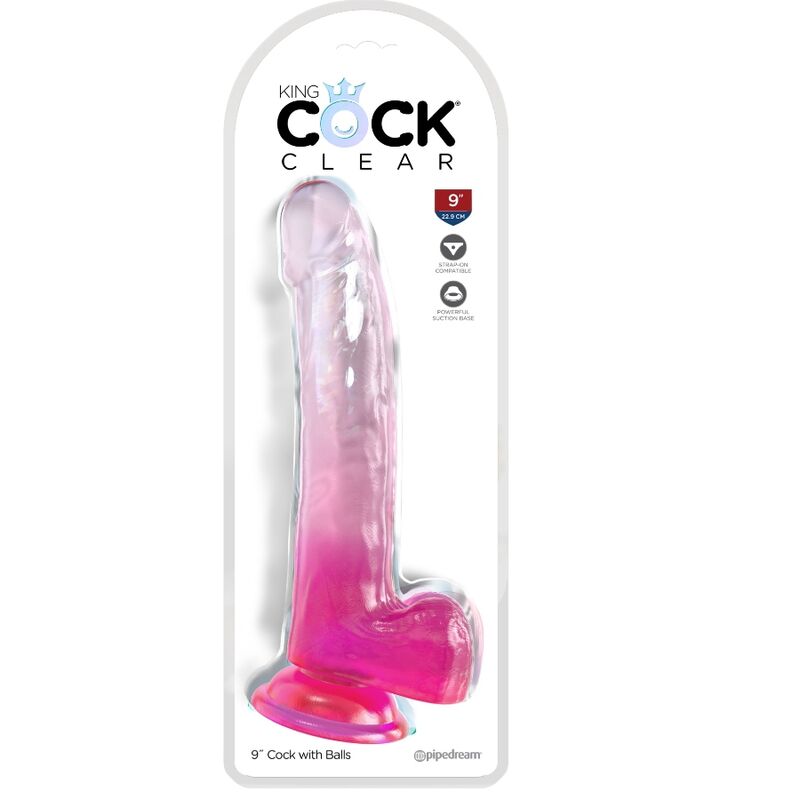 King Cock Clear Dildo 20,3 cm – Rosa mit Hoden und Saugnapf bei Secret Pulse im Erotikshop