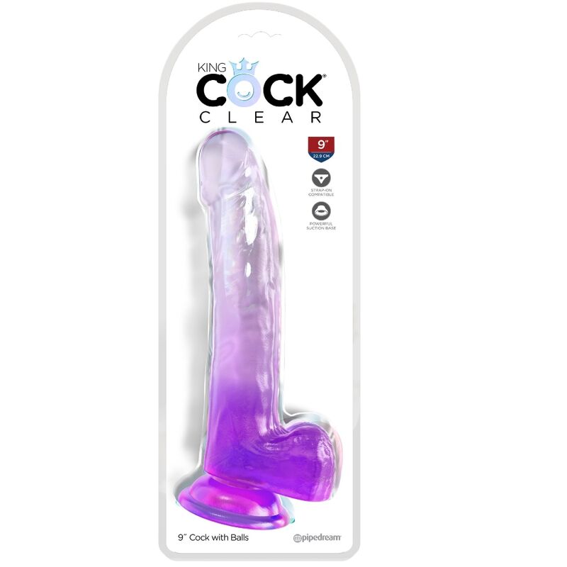 King Cock Clear Dildo 20,3 cm – Lila mit Hoden und Saugnapf für sinnliche und diskrete Momente
