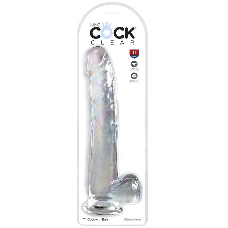 King Cock Clear Dildo 24,8 cm – Transparent mit Hoden und Saugnapf bei Secret Pulse im Erotikshop