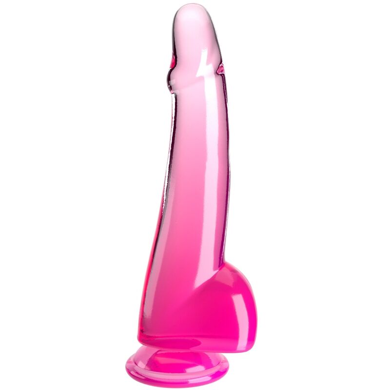 KING COCK - CLEAR DILDO MIT HODEN 19 CM ROSA Produktansicht und Details