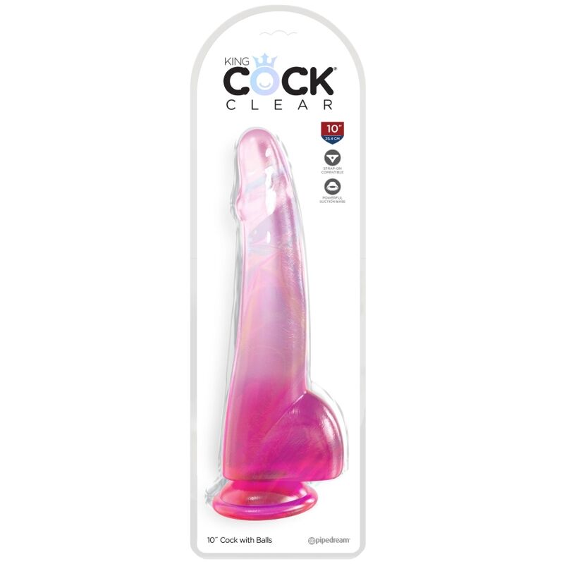 KING COCK - CLEAR DILDO MIT HODEN 19 CM ROSA für sinnliche und diskrete Momente