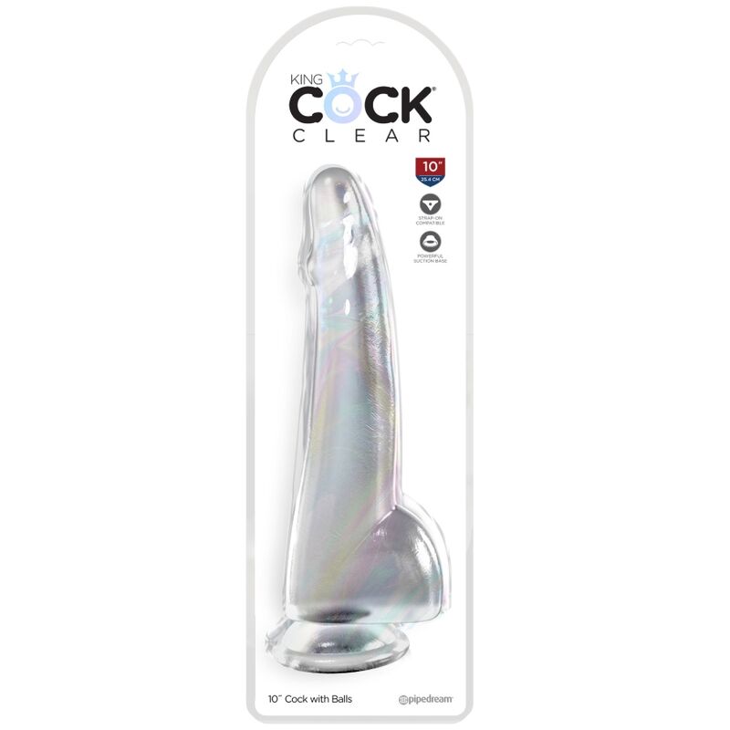 KING COCK - CLEAR DILDO MIT HODEN 19 CM TRANSPARENT Produktansicht und Details