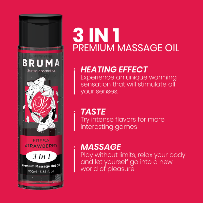 BRUMA Premium Massageöl Erdbeere – Wärmeeffekt 100 ml für sinnliche und diskrete Momente