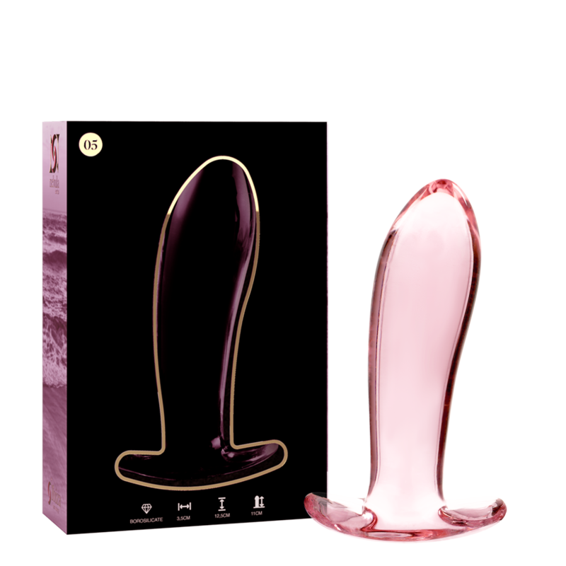 NEBULA SERIES BY IBIZA - MODELL 5 ANALPLUG BOROSILIKATGLAS ROSA 12.5 CM -O- 3.5 CM Produktansicht und Details