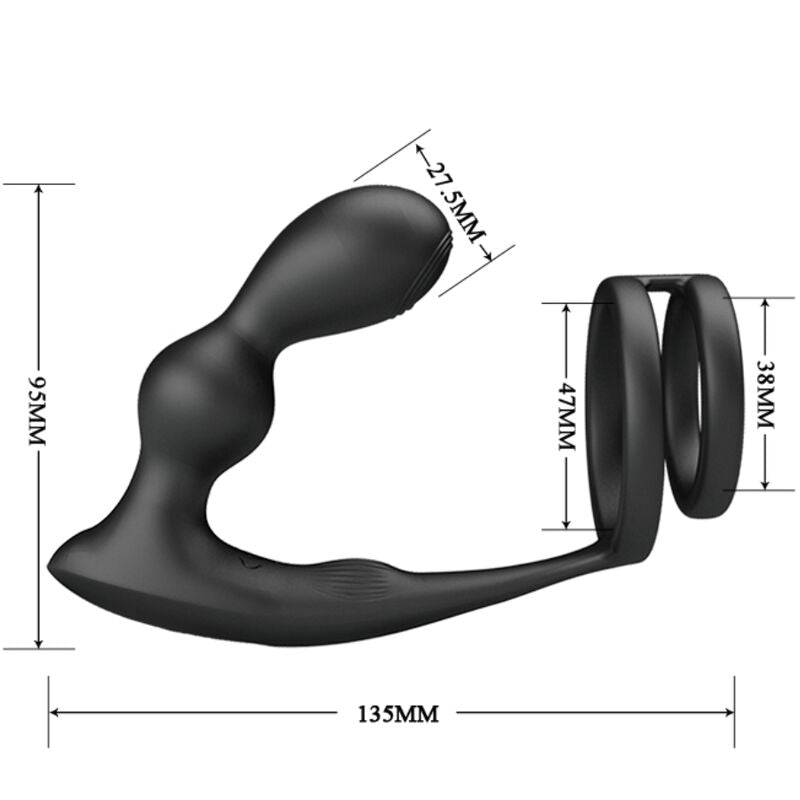 PRETTY LOVE - MARSHALL PENISRING MIT VIBRATORISCHEM ANALPLUG MIT FERNBEDIENUNG – Penisring Bild 12
