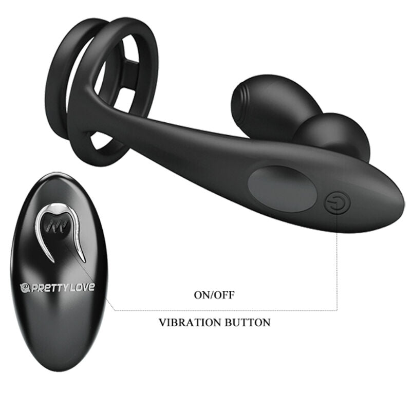 PRETTY LOVE - MARSHALL PENISRING MIT VIBRATORISCHEM ANALPLUG MIT FERNBEDIENUNG – Penisring Bild 9