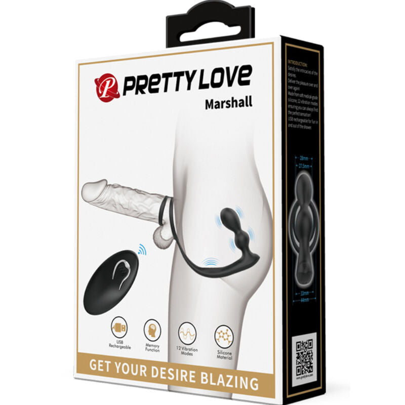 PRETTY LOVE - MARSHALL PENISRING MIT VIBRATORISCHEM ANALPLUG MIT FERNBEDIENUNG – Penisring Bild 16