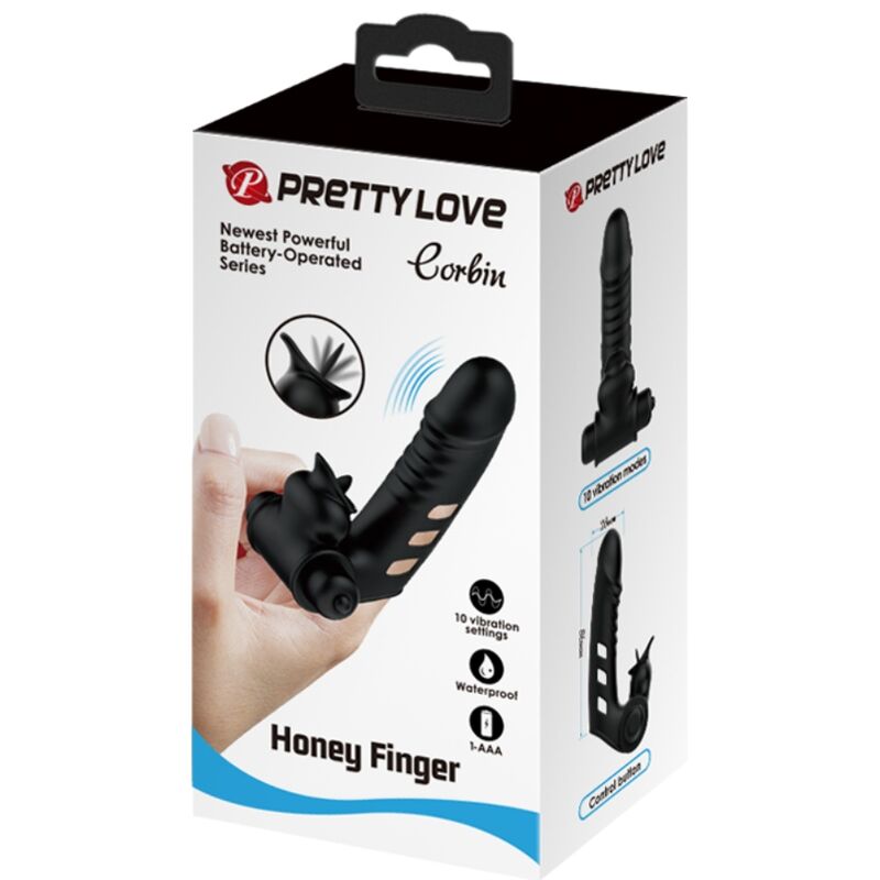 PRETTY LOVE - CORBIN SCHWARZE VIBRATOR-FINGERABDECKUNG – Fingervibrator Bild 15