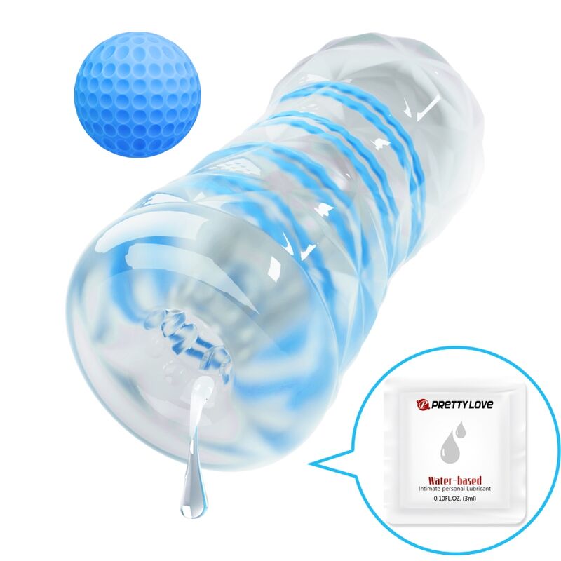PRETTY LOVE - KLEINER MASTURBATOR MIT BLAUEN SPIRALEN Produktansicht und Details