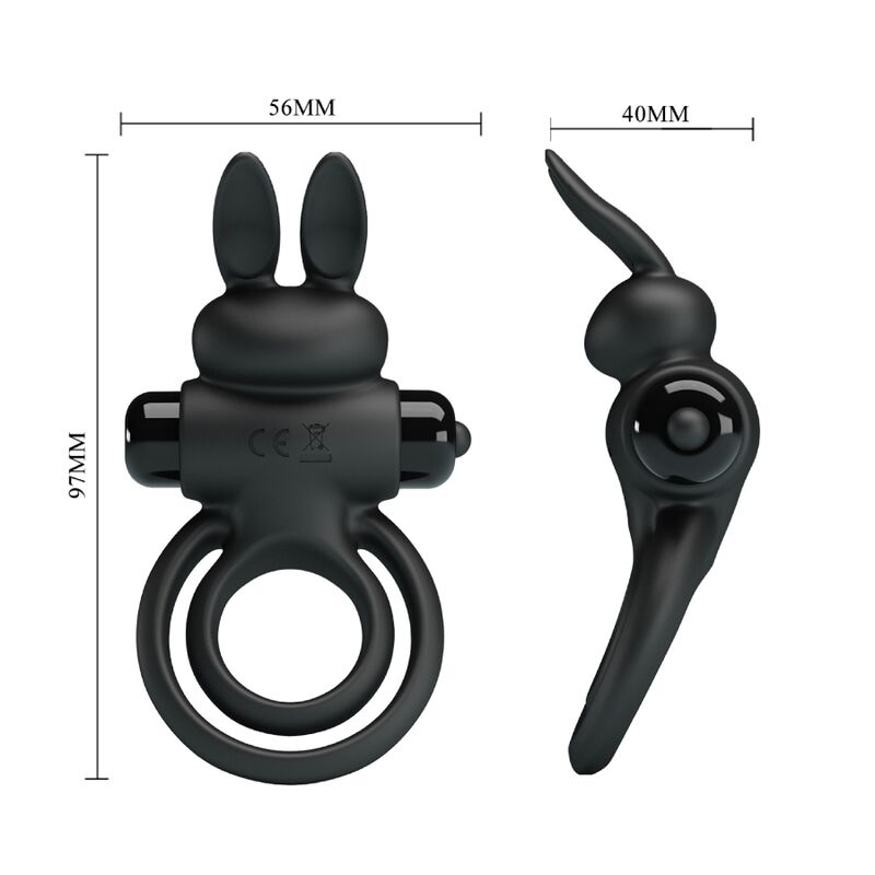 PRETTY LOVE - VIBRATOR III KANINCHENRING FÜR SCHWARZEN PENIS – Vibrator Bild 11
