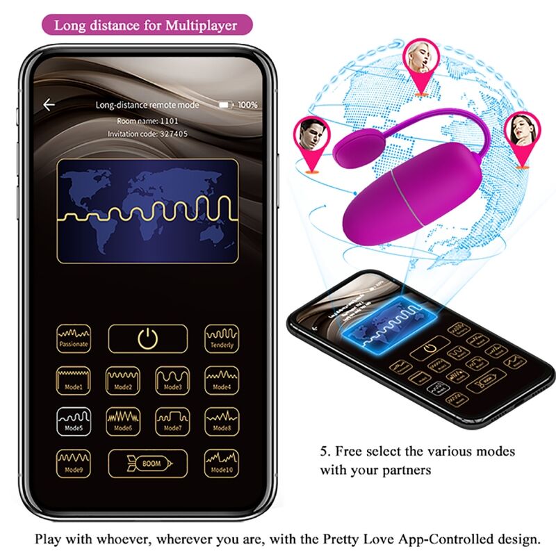 PRETTY LOVE - VIBRIERENDES EI DER NYMPHE, APP-GESTEUERT, LILA – Vibrator Bild 22