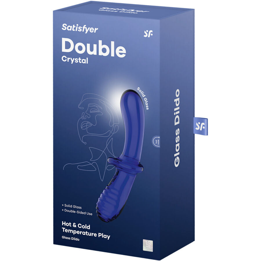 SATISFYER – Doppel Kristall Dildo Blau, Borosilikatglas, Vaginal-, Klitoral- & Analstimulation für sinnliche und diskrete Momente