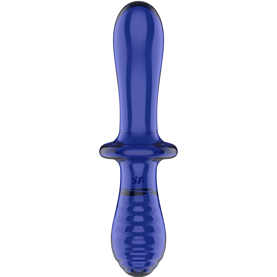 SATISFYER – Doppel Kristall Dildo Blau, Borosilikatglas, Vaginal-, Klitoral- & Analstimulation bei Secret Pulse im Erotikshop