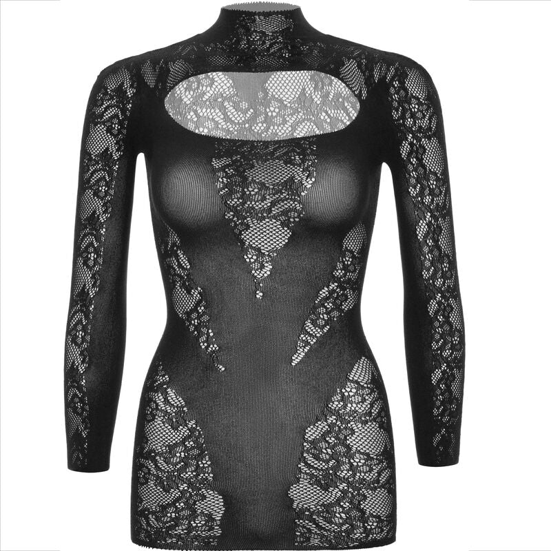 LEG AVENUE - MINIKLEID MIT SPITZE LANGARM SCHWARZ für sinnliche Momente