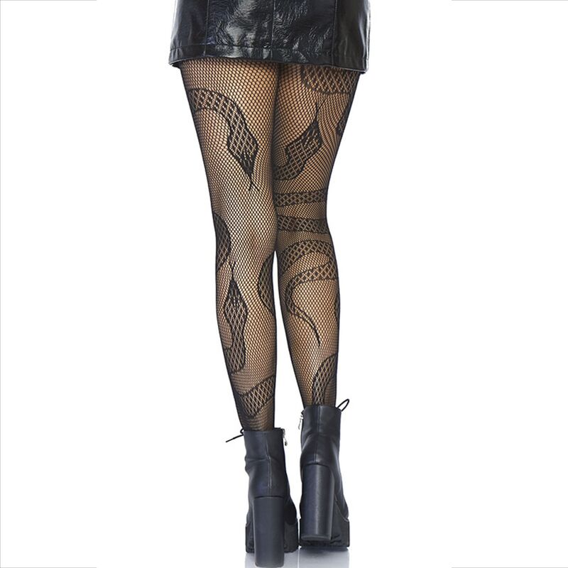 LEG AVENUE - STRÜMPFE NET SNAKES SCHWARZ Detailansicht bei Secret Pulse
