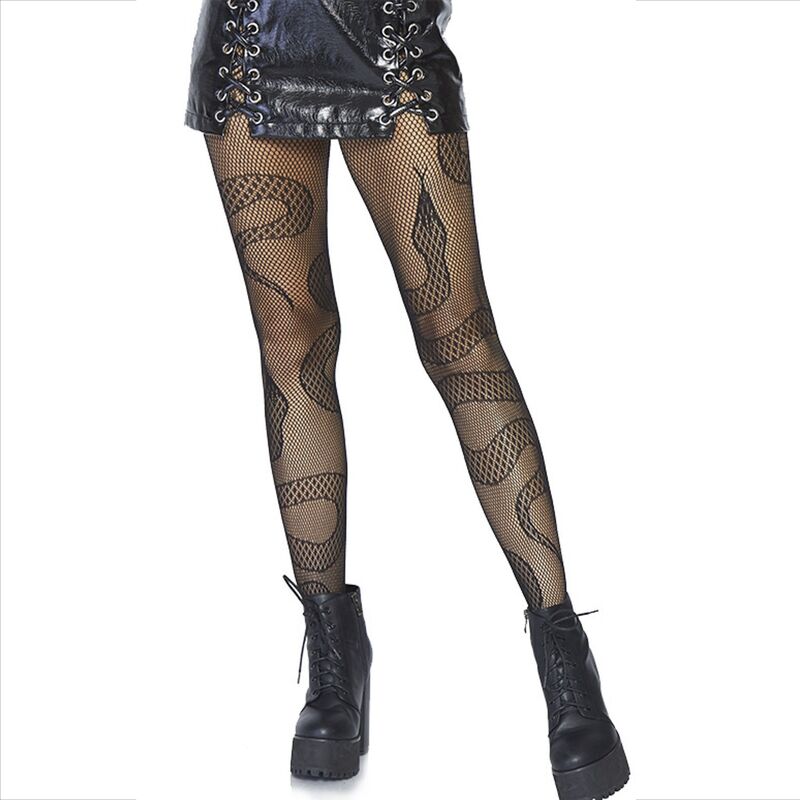 LEG AVENUE - STRÜMPFE NET SNAKES SCHWARZ Strümpfe diskret online kaufen